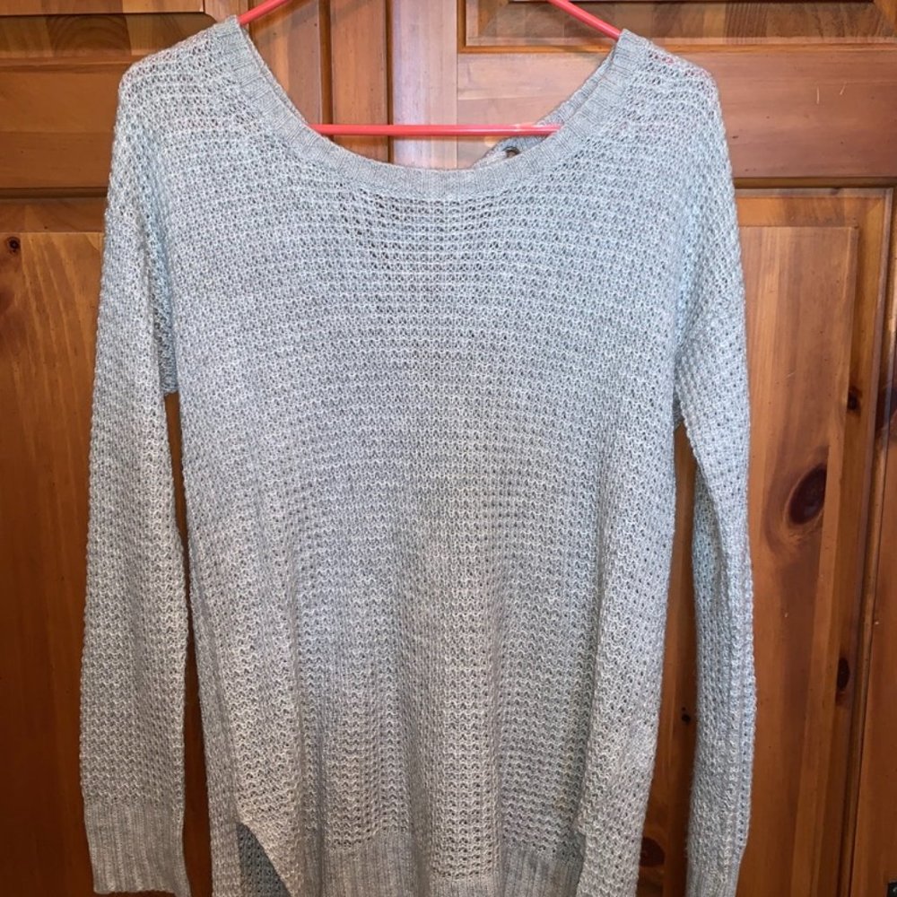 American Eagle Gray Criss Cross Back Sweater